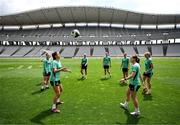 27 May 2025; Players, including Erin Healy, left, during a Republic of Ireland women's training session at the Ataturk Olympic Stadium in Istanbul, Türkiye. Photo by Stephen McCarthy/Sportsfile