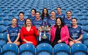 27 May 2025; In attendance at the launch of the 2025 TG4 All-Ireland Ladies Football Championships in Dublin, are Trina Murray, LGFA President, and Deirdre Ní Choistín, Director General TG4, centre, with junior players, Bronagh Devlin of Antrim, Róisín Bailey of Carlow, Annie Crozier of Derry, Jennifer O’Keefe of Kilkenny, Grace Lee of Limerick,  Martha Jordan of London, Eimear O’Brien of Longford, Áine Breen of Louth and Sinéad Regan of Sligo. The 2025 TG4 All-Ireland Championships commence on Sunday June 1 with fixtures in the Intermediate and Junior grades. The 2025 TG4 All-Ireland Senior, Intermediate and Junior Finals will be played at Croke Park on Sunday August 3. #ProperFan. Photo by David Fitzgerald/Sportsfile