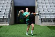 27 May 2025; Jessie Stapleton, left, and Anna Patten during a Republic of Ireland women's training session at the Ataturk Olympic Stadium in Istanbul, Türkiye. Photo by Stephen McCarthy/Sportsfile