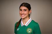 27 May 2025; Republic of Ireland's Erin Healy poses for a portrait at their team hotel in Istanbul ahead of their UEFA Women's Nations League League B match against Türkiye on Friday. Photo by Stephen McCarthy/Sportsfile