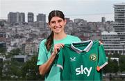 27 May 2025; Republic of Ireland's Erin Healy poses for a portrait at their team hotel in Istanbul ahead of their UEFA Women's Nations League League B match against Türkiye on Friday. Photo by Stephen McCarthy/Sportsfile