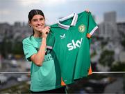 27 May 2025; Republic of Ireland's Erin Healy poses for a portrait at their team hotel in Istanbul ahead of their UEFA Women's Nations League League B match against Türkiye on Friday. Photo by Stephen McCarthy/Sportsfile