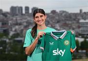 27 May 2025; Republic of Ireland's Erin Healy poses for a portrait at their team hotel in Istanbul ahead of their UEFA Women's Nations League League B match against Türkiye on Friday. Photo by Stephen McCarthy/Sportsfile