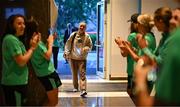 27 May 2025; Republic of Ireland and Arsenal's Katie McCabe arrives at their team hotel in Istanbul, following Arsenal's UEFA Women's Champions League Final victory, ahead of her side's UEFA Women's Nations League League B match against Türkiye on Friday. Photo by Stephen McCarthy/Sportsfile