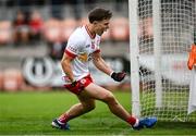 28 May 2025; Noah Grimes of Tyrone celebrates after scoring his side's first goal during the Dalata Hotel Group GAA Football All-Ireland U20 Championship final match between Louth and Tyrone at BOX-IT Athletic Grounds in Armagh. Photo by Seb Daly/Sportsfile