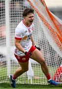 28 May 2025; Noah Grimes of Tyrone celebrates after scoring his side's first goal during the Dalata Hotel Group GAA Football All-Ireland U20 Championship final match between Louth and Tyrone at BOX-IT Athletic Grounds in Armagh. Photo by Seb Daly/Sportsfile
