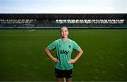 29 May 2025; Anna Patten poses for a portrait before a Republic of Ireland women's media conference at Esenler Erok Stadium in Istanbul, Türkiye. Photo by Stephen McCarthy/Sportsfile