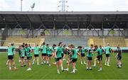 29 May 2025; Players warm up during a Republic of Ireland women's training session at Esenler Erok Stadium in Istanbul, Türkiye. Photo by Stephen McCarthy/Sportsfile
