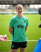 29 May 2025; Anna Patten during a Republic of Ireland women's media conference at Esenler Erok Stadium in Istanbul, Türkiye. Photo by Stephen McCarthy/Sportsfile