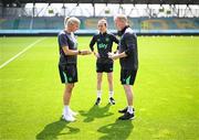 29 May 2025; Head coach Carla Ward, left, with assistant coach Amber Whiteley and assistant head coach Alan Mahon, right, during a Republic of Ireland women's training session at Esenler Erok Stadium in Istanbul, Türkiye. Photo by Stephen McCarthy/Sportsfile
