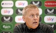 29 May 2025; Republic of Ireland head coach Heimir Hallgrimsson speaks to the media during a Republic of Ireland squad update and press conference at FAI Headquarters in Abbotstown, Dublin. Photo by Shauna Clinton/Sportsfile