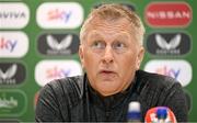 29 May 2025; Republic of Ireland head coach Heimir Hallgrimsson speaks to the media during a Republic of Ireland squad update and press conference at FAI Headquarters in Abbotstown, Dublin. Photo by Shauna Clinton/Sportsfile