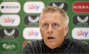 29 May 2025; Republic of Ireland head coach Heimir Hallgrimsson speaks to the media during a Republic of Ireland squad update and press conference at FAI Headquarters in Abbotstown, Dublin. Photo by Shauna Clinton/Sportsfile