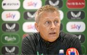 29 May 2025; Republic of Ireland head coach Heimir Hallgrimsson speaks to the media during a Republic of Ireland squad update and press conference at FAI Headquarters in Abbotstown, Dublin. Photo by Shauna Clinton/Sportsfile
