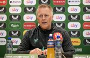 29 May 2025; Republic of Ireland head coach Heimir Hallgrimsson speaks to the media during a Republic of Ireland squad update and press conference at FAI Headquarters in Abbotstown, Dublin. Photo by Shauna Clinton/Sportsfile