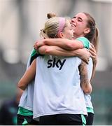 29 May 2025; Denise O’Sullivan and Chloe Mustaki, right, during a Republic of Ireland women's training session at Esenler Erok Stadium in Istanbul, Türkiye. Photo by Stephen McCarthy/Sportsfile