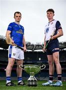 29 May 2025; Lory Meagher Cup finalists Cavan's Enda Shalvey, left, and New York's Tom O'Meara during a Christy Ring, Nicky Rackard & Lory Meagher media event at Croke Park in Dublin. Photo by Seb Daly/Sportsfile