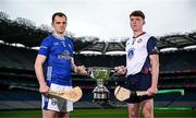 29 May 2025; Lory Meagher Cup finalists Cavan's Enda Shalvey, left, and New York's Tom O'Meara during a Christy Ring, Nicky Rackard & Lory Meagher media event at Croke Park in Dublin. Photo by Seb Daly/Sportsfile