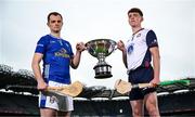 29 May 2025; Lory Meagher Cup finalists Cavan's Enda Shalvey, left, and New York's Tom O'Meara during a Christy Ring, Nicky Rackard & Lory Meagher media event at Croke Park in Dublin. Photo by Seb Daly/Sportsfile