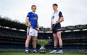 29 May 2025; Lory Meagher Cup finalists Cavan's Enda Shalvey, left, and New York's Tom O'Meara during a Christy Ring, Nicky Rackard & Lory Meagher media event at Croke Park in Dublin. Photo by Seb Daly/Sportsfile