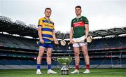 29 May 2025; Nickey Rackard Cup finalists Roscommon's Conor Mulry, left, and Mayo's David Kenny during a Christy Ring, Nicky Rackard & Lory Meagher media event at Croke Park in Dublin. Photo by Seb Daly/Sportsfile