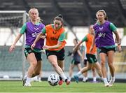 29 May 2025; Lucy Quinn and Aoibheann Clancy, left, during a Republic of Ireland women's training session at Esenler Erok Stadium in Istanbul, Türkiye. Photo by Stephen McCarthy/Sportsfile