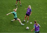 29 May 2025; Amber Barrett and Jessie Stapleton, right, during a Republic of Ireland women's training session at Esenler Erok Stadium in Istanbul, Türkiye. Photo by Stephen McCarthy/Sportsfile