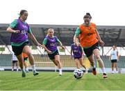 29 May 2025; Lucy Quinn and Anna Patten, left, during a Republic of Ireland women's training session at Esenler Erok Stadium in Istanbul, Türkiye. Photo by Stephen McCarthy/Sportsfile