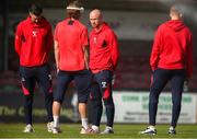 30 May 2025; Shelbourne players including Kerr McInroy before the SSE Airtricity Men's Premier Division match between Cork City and Shelbourne at Turner's Cross in Cork. Photo by Michael P Ryan/Sportsfile