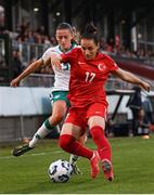 30 May 2025; Ilayda Civelek of Türkiye in action against Abbie Larkin of Republic of Ireland during the UEFA Women's Nations League, League B match between Türkiye and Republic of Ireland at Esenler Stadium in Istanbul, Türkiye. Photo by Stephen McCarthy/Sportsfile