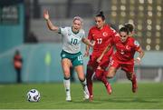 30 May 2025; Denise O’Sullivan of Republic of Ireland in action against Ilayda Civelek and Sejde Abrahamsson of Türkiye during the UEFA Women's Nations League, League B match between Türkiye and Republic of Ireland at Esenler Stadium in Istanbul, Türkiye. Photo by Stephen McCarthy/Sportsfile