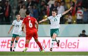 30 May 2025; Lucy Quinn of Republic of Ireland in action against Meryem Çal of Türkiye during the UEFA Women's Nations League, League B match between Türkiye and Republic of Ireland at Esenler Stadium in Istanbul, Türkiye. Photo by Stephen McCarthy/Sportsfile