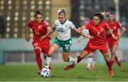 30 May 2025; Denise O’Sullivan of Republic of Ireland in action against Ilayda Civelek and Sejde Abrahamsson of Türkiye during the UEFA Women's Nations League, League B match between Türkiye and Republic of Ireland at Esenler Stadium in Istanbul, Türkiye. Photo by Stephen McCarthy/Sportsfile