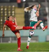 30 May 2025; Ece Türkoglu of Türkiye in action against Megan Connolly of Republic of Ireland during the UEFA Women's Nations League, League B match between Türkiye and Republic of Ireland at Esenler Stadium in Istanbul, Türkiye. Photo by Stephen McCarthy/Sportsfile