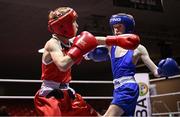 30 May 2025; Ryan Seery of Glasnevin BC, left, in action against Darragh Cunningham Of Dealgan BC during their bout at the 2025 National Senior Cadet Championship Finals at the National Boxing Stadium in Dublin. Photo by David Fitzgerald/Sportsfile