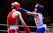 30 May 2025; Zack Kenny of Elite M BC, right, in action against Joshua Cairns of Oakleaf BC during their bout at the 2025 National Senior Cadet Championship Finals at the National Boxing Stadium in Dublin. Photo by David Fitzgerald/Sportsfile