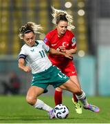 30 May 2025; Katie McCabe of Republic of Ireland is tackled by Melike Pekel of Türkiye during the UEFA Women's Nations League, League B match between Türkiye and Republic of Ireland at Esenler Stadium in Istanbul, Türkiye. Photo by Stephen McCarthy/Sportsfile