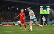 30 May 2025; Saoirse Noonan of Republic of Ireland in action against Gülbin Hiz of Türkiye during the UEFA Women's Nations League, League B match between Türkiye and Republic of Ireland at Esenler Stadium in Istanbul, Türkiye. Photo by Stephen McCarthy/Sportsfile
