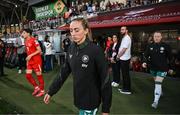 30 May 2025; Megan Connolly of Republic of Ireland walks onto the pitch before the UEFA Women's Nations League, League B match between Türkiye and Republic of Ireland at Esenler Stadium in Istanbul, Türkiye. Photo by Stephen McCarthy/Sportsfile