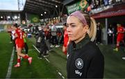 30 May 2025; Denise O'Sullivan of Republic of Ireland walks onto the pitch before the UEFA Women's Nations League, League B match between Türkiye and Republic of Ireland at Esenler Stadium in Istanbul, Türkiye. Photo by Stephen McCarthy/Sportsfile