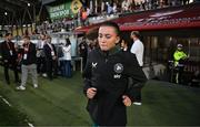 30 May 2025; Abbie Larkin of Republic of Ireland walks onto the pitch before the UEFA Women's Nations League, League B match between Türkiye and Republic of Ireland at Esenler Stadium in Istanbul, Türkiye. Photo by Stephen McCarthy/Sportsfile
