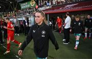 30 May 2025; Jessie Stapleton of Republic of Ireland walks onto the pitch before the UEFA Women's Nations League, League B match between Türkiye and Republic of Ireland at Esenler Stadium in Istanbul, Türkiye. Photo by Stephen McCarthy/Sportsfile