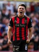 30 May 2025; Dayle Rooney of Bohemians celebrates after scoring his side's first goal during the SSE Airtricity Men's Premier Division match between Bohemians and Derry City at Dalymount Park in Dublin. Photo by Seb Daly/Sportsfile