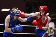 30 May 2025; Jack Jones of Sacred Heart D, right, in action against Sean Kelly of St Abbans/Kilmyshall BC during their bout at the 2025 National Senior Cadet Championship Finals at the National Boxing Stadium in Dublin. Photo by David Fitzgerald/Sportsfile