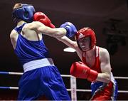 30 May 2025; Jack Jones of Sacred Heart D, right, in action against Sean Kelly of St Abbans/Kilmyshall BC during their bout at the 2025 National Senior Cadet Championship Finals at the National Boxing Stadium in Dublin. Photo by David Fitzgerald/Sportsfile