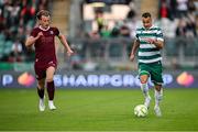30 May 2025; Graham Burke of Shamrock Rovers in action against David Hurley of Galway United during the SSE Airtricity Men's Premier Division match between Shamrock Rovers and Galway United at Tallaght Stadium in Dublin. Photo by Piaras Ó Mídheach/Sportsfile