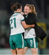 30 May 2025; Emily Murphy of Republic of Ireland, left, celebrates with teammate Amber Barrett after the UEFA Women's Nations League, League B match between Türkiye and Republic of Ireland at Esenler Stadium in Istanbul, Türkiye. Photo by Stephen McCarthy/Sportsfile
