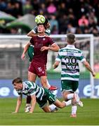 30 May 2025; Patrick Hickey of Galway United in action against Cory O'Sullivan of Shamrock Rovers during the SSE Airtricity Men's Premier Division match between Shamrock Rovers and Galway United at Tallaght Stadium in Dublin. Photo by Piaras Ó Mídheach/Sportsfile