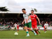 30 May 2025; Charlie Lyons of Cork City in action against John Martin of Shelbourne during the SSE Airtricity Men's Premier Division match between Cork City and Shelbourne at Turner's Cross in Cork. Photo by Michael P Ryan/Sportsfile