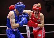 30 May 2025; Phoenix Kenny of Baldoyle BC, right, in action against Lorcan Holohan of Portlaoise BC during their bout at the 2025 National Senior Cadet Championship Finals at the National Boxing Stadium in Dublin. Photo by David Fitzgerald/Sportsfile